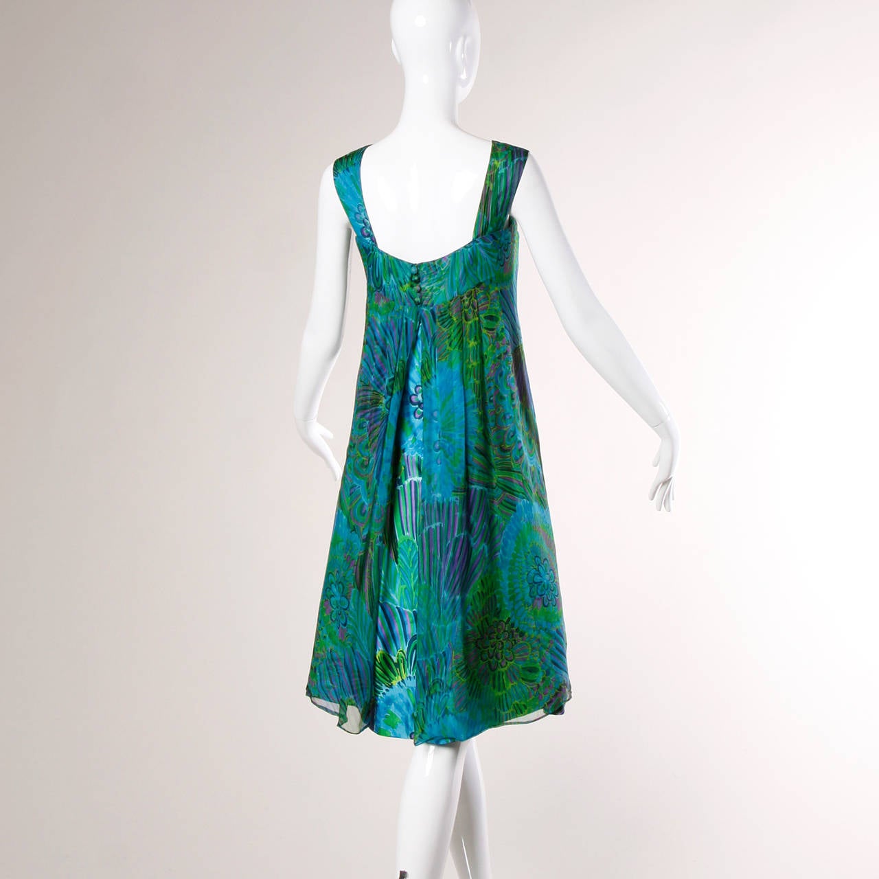 Women's Pristine Christian Dior 1960s Silk Chiffon Dress with Back Train