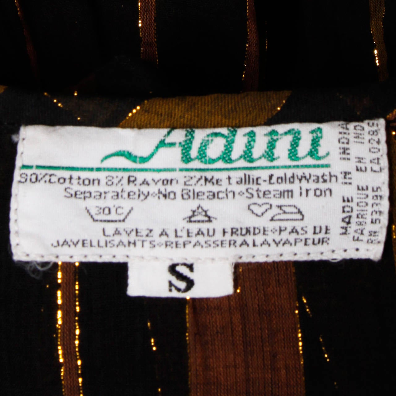 Adini Vintage 1970s India Sheer Metallic Cotton Gauze Dress + Sash 2