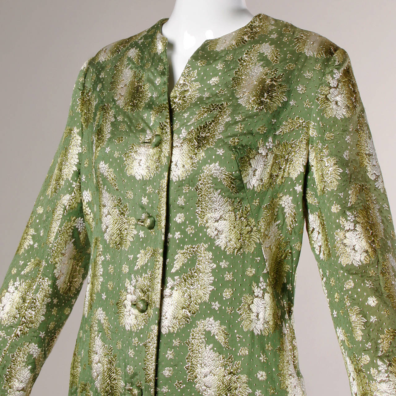 Unworn with Original Tags Vintage 1970s Metallic Silk Kimono Duster 5