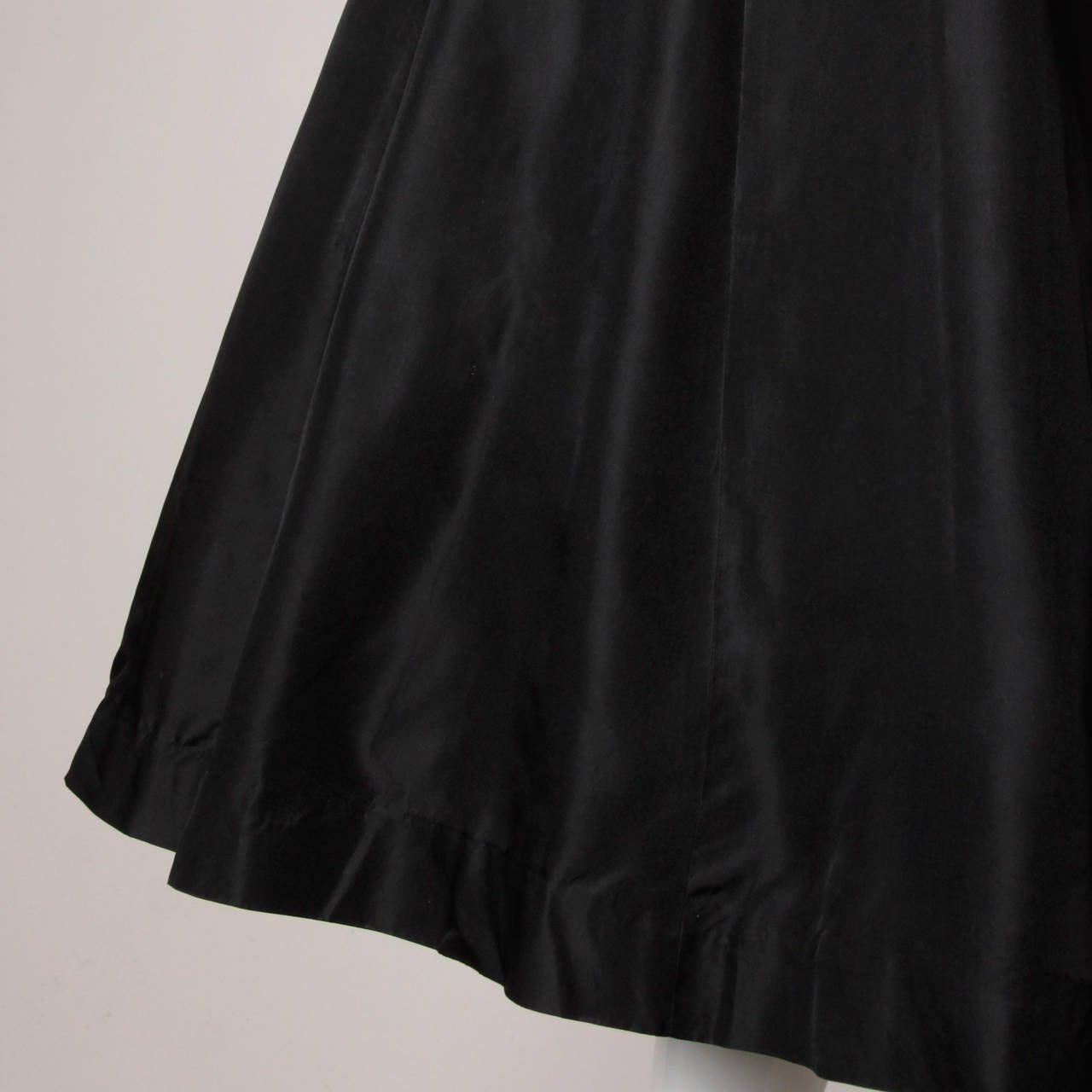 David Hart Vintage 1950s Black Silk Cocktail Dress with Lace Trim 4