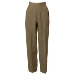 Valentino Vintage High Waisted Khaki Wool Trousers