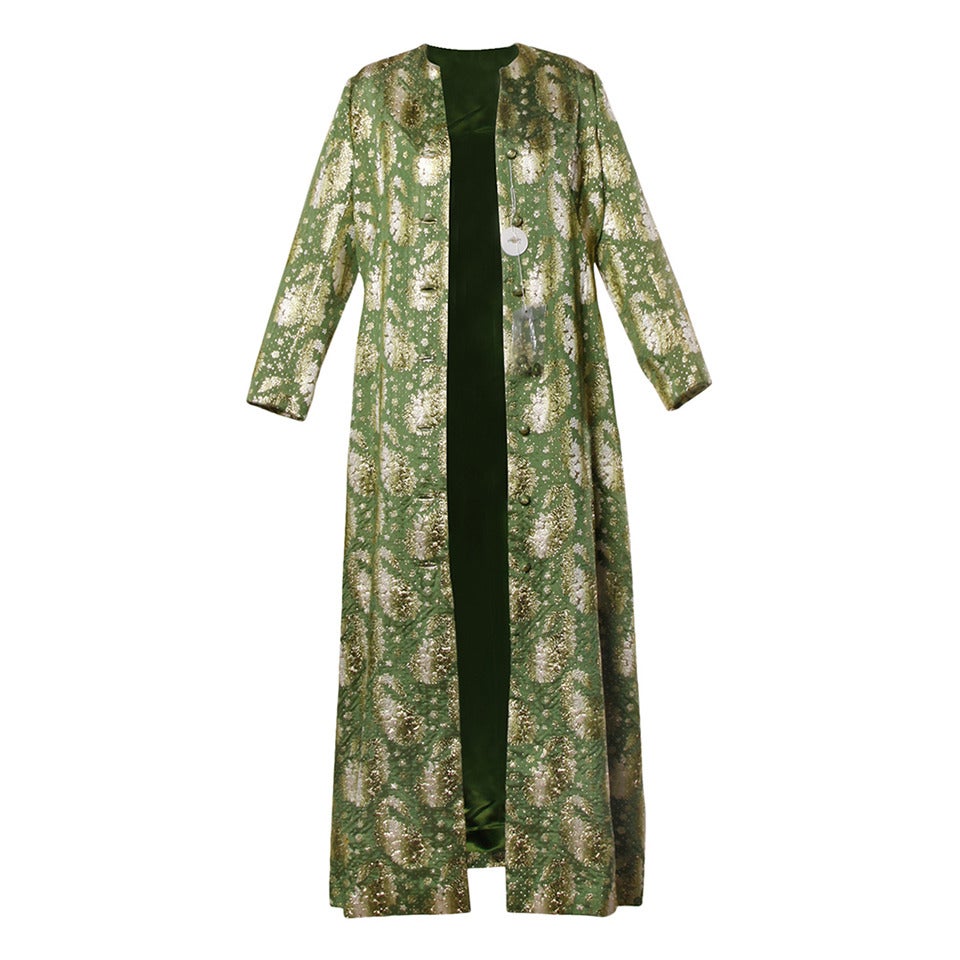Unworn with Original Tags Vintage 1970s Metallic Silk Kimono Duster