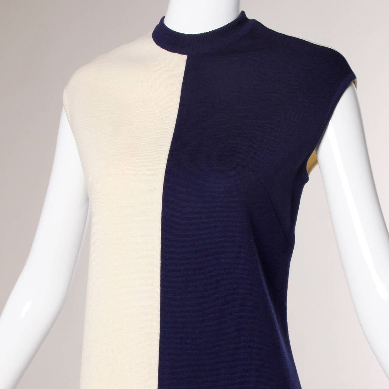 Women's 1960s Mod Geometric Wool Knit Dress + Coat Ensemble