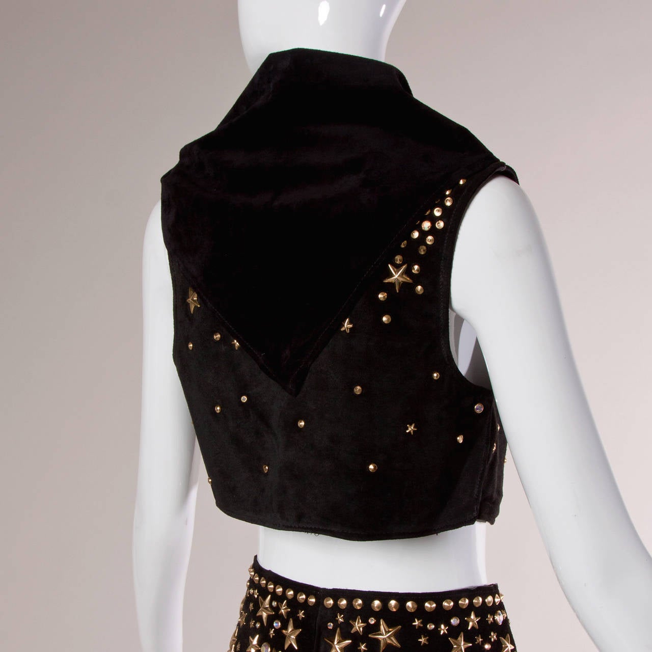Rare Kathrine Baumann Vintage Studded Leather Fringe Skirt 3-Piece Ensemble In Excellent Condition In Sparks, NV