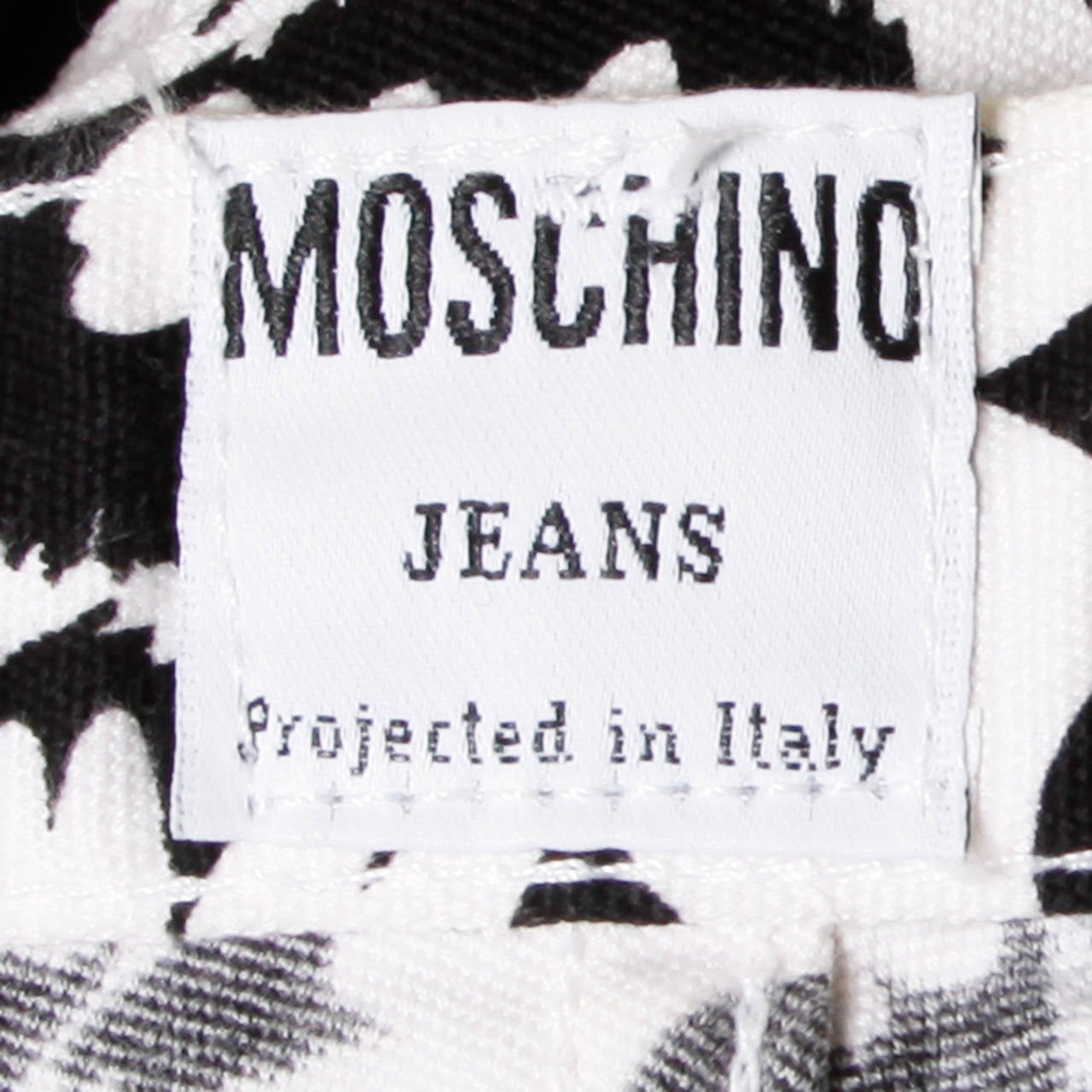Moschino Vintage Black + White Daisy Print Denim Jeans 2