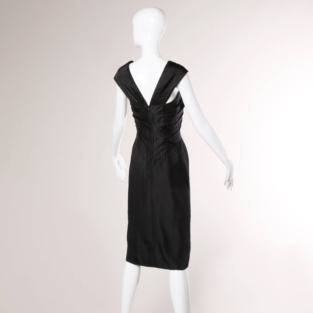 1960s Vintage Couture Construction Little Black Cocktail Dress In Excellent Condition In Sparks, NV