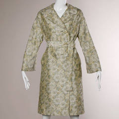 Joseph Magnin 1960s Vintage Metallic Brocade Tapestry Trench Coat