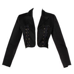Patrick Kelly Vintage Black Lace Up Grommet Jacket