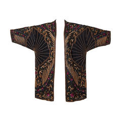 Judith Ann pour I. Magnin - Veste kimono vintage en soie à paillettes et perles