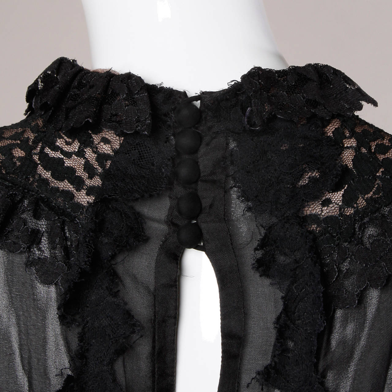 Sarmi 1960s Vintage Black Nude Illusion Lace + Silk Dress 1
