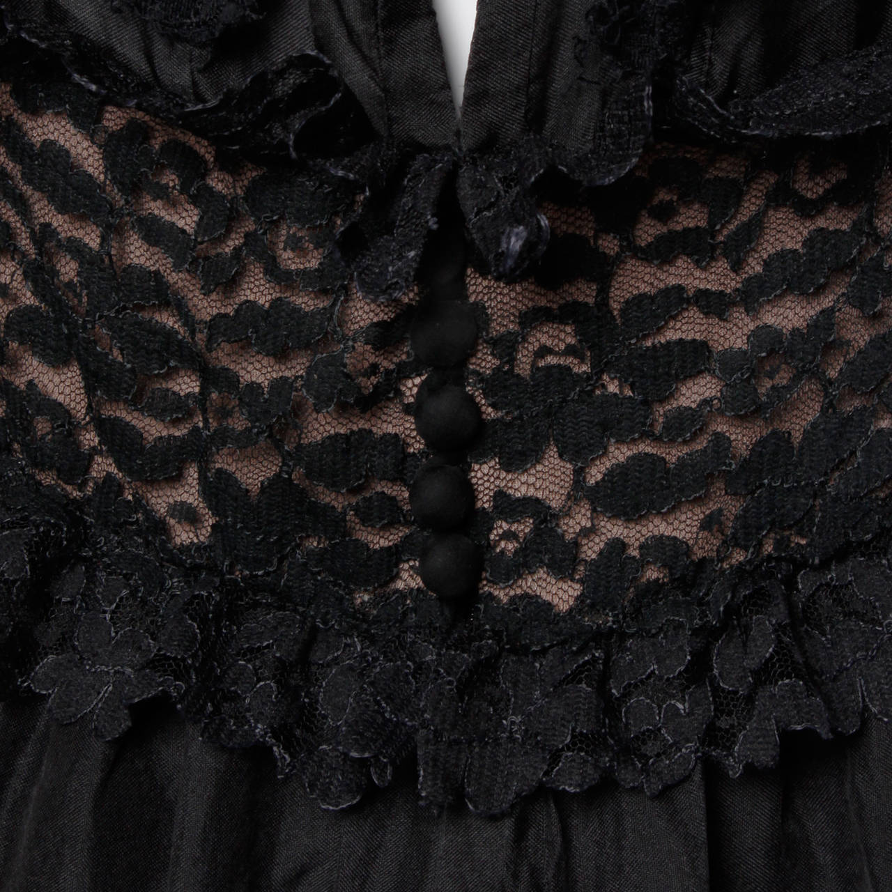 Sarmi 1960s Vintage Black Nude Illusion Lace + Silk Dress 2