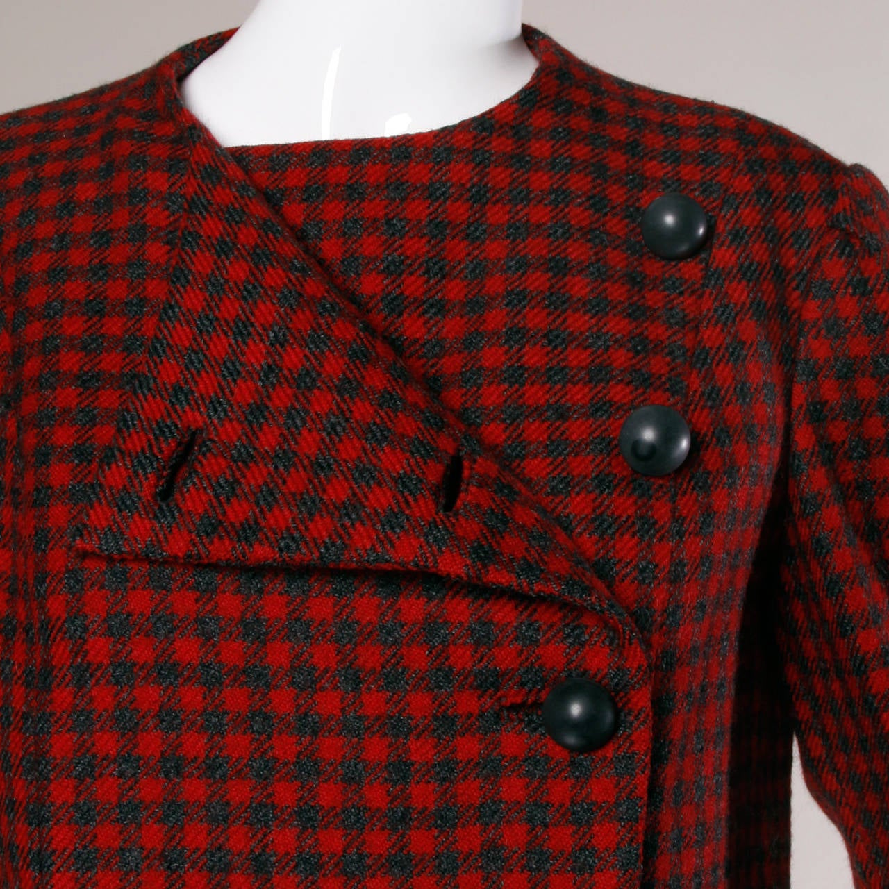 Red Vintage 1960's Pauline Trigere Houndstooth Jacket For Sale