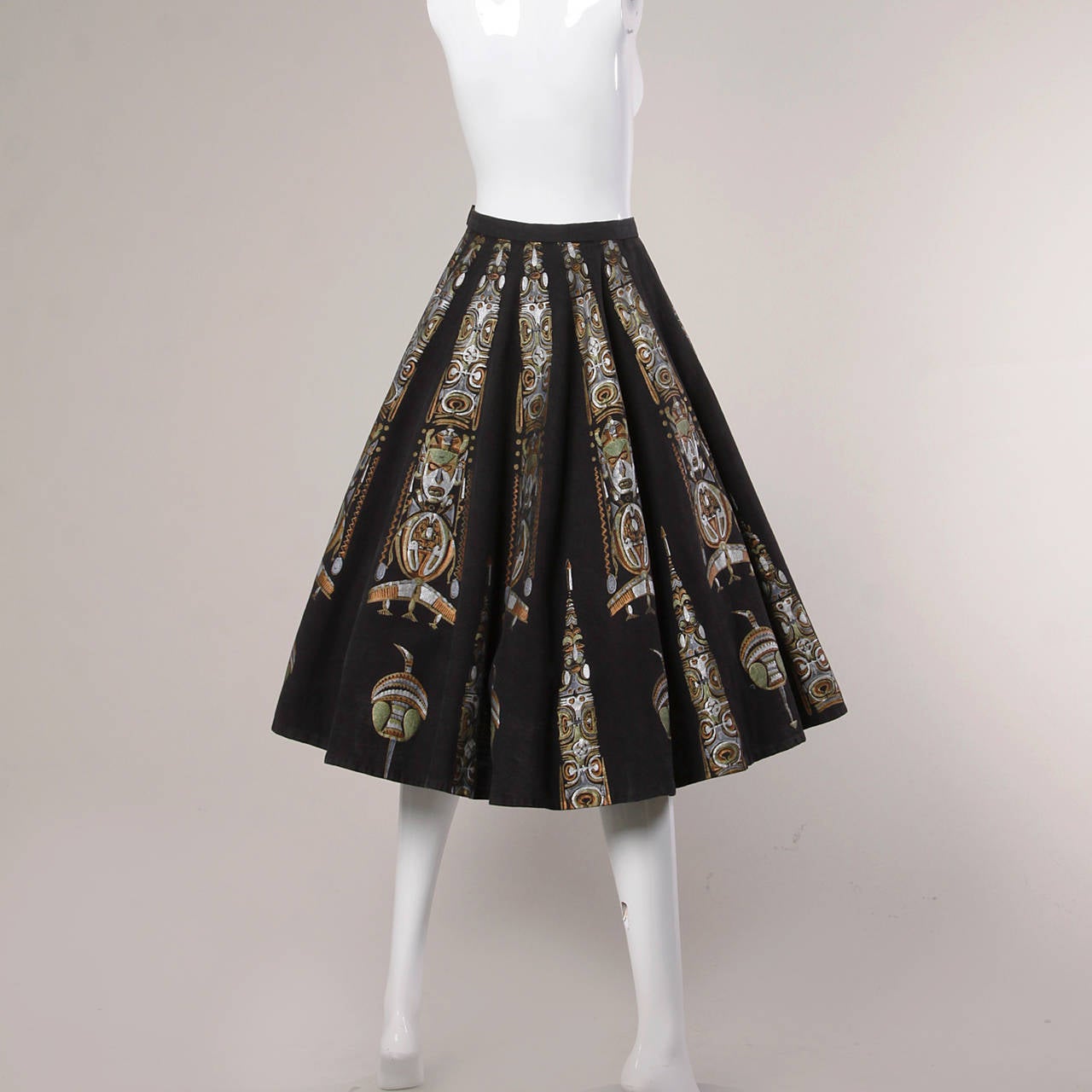 Women's 1950s Metallic Hand Painted Mexican Circle Skirt