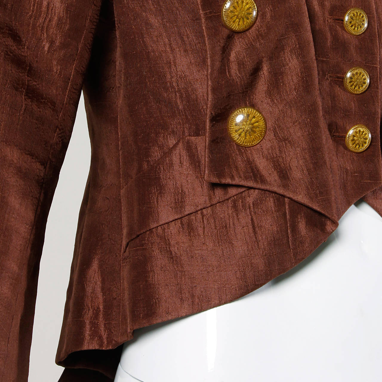 Women's Christian Lacroix Vintage Steam Punk Brown Silk Tuxedo Jacket