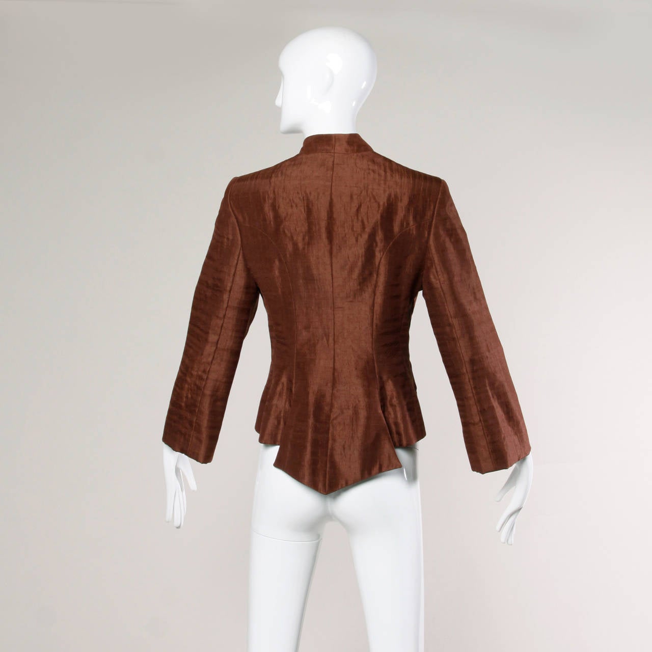 Christian Lacroix Vintage Steam Punk Brown Silk Tuxedo Jacket In Excellent Condition In Sparks, NV
