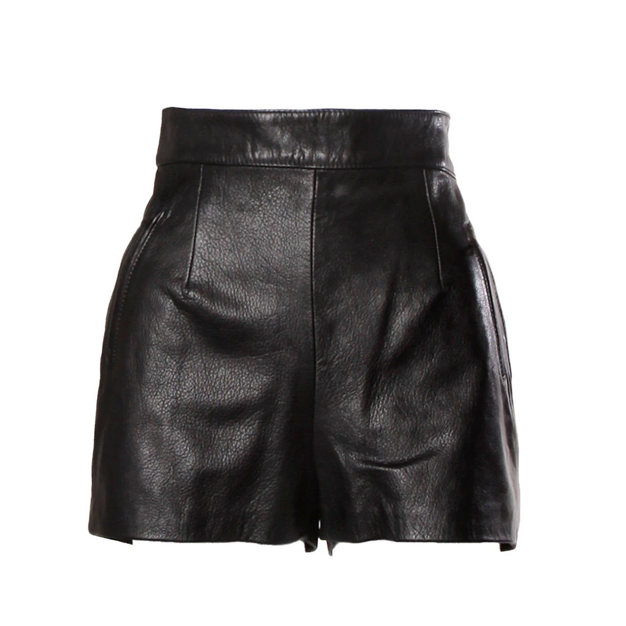 Moschino Vintage Black Leather High Waisted Shorts For Sale at 1stdibs