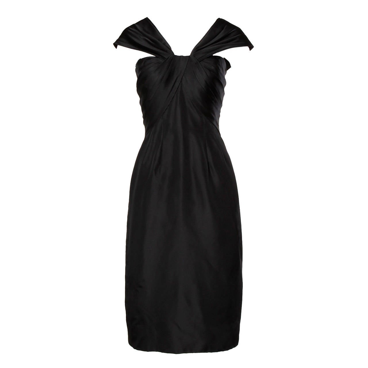 1960s Vintage Couture Construction Little Black Cocktail Dress