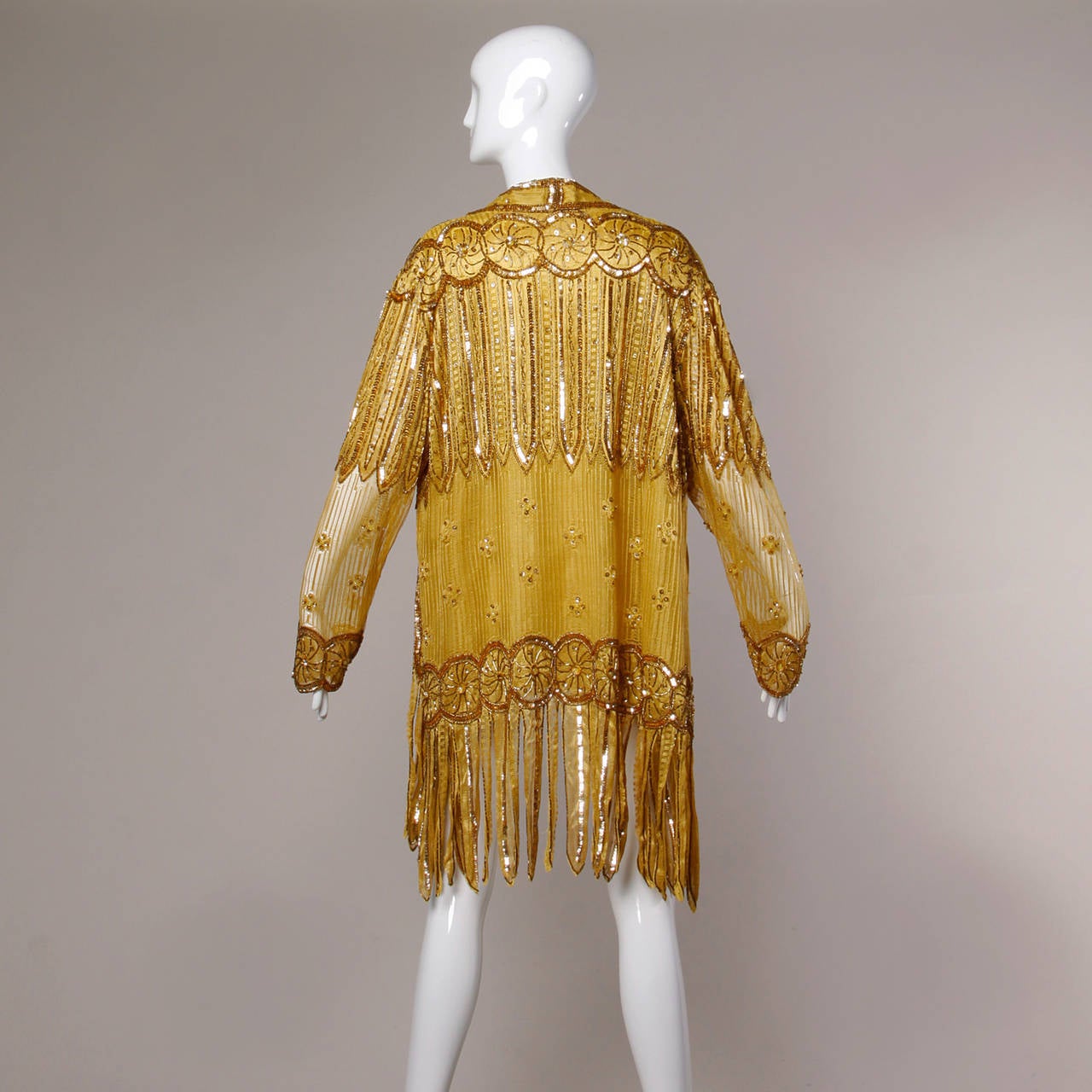 gold sequin fringe jacket