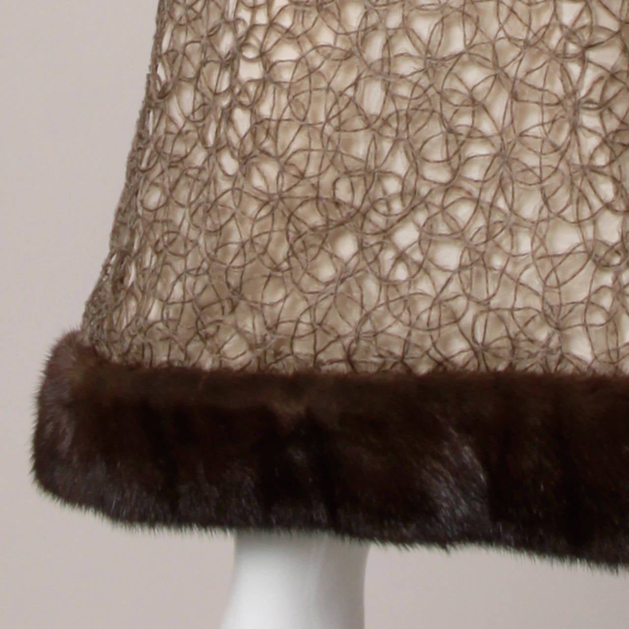 Women's Jack Kobren Couture Vintage 1960s Silk + Mohair Dress with Mink Fur Trim
