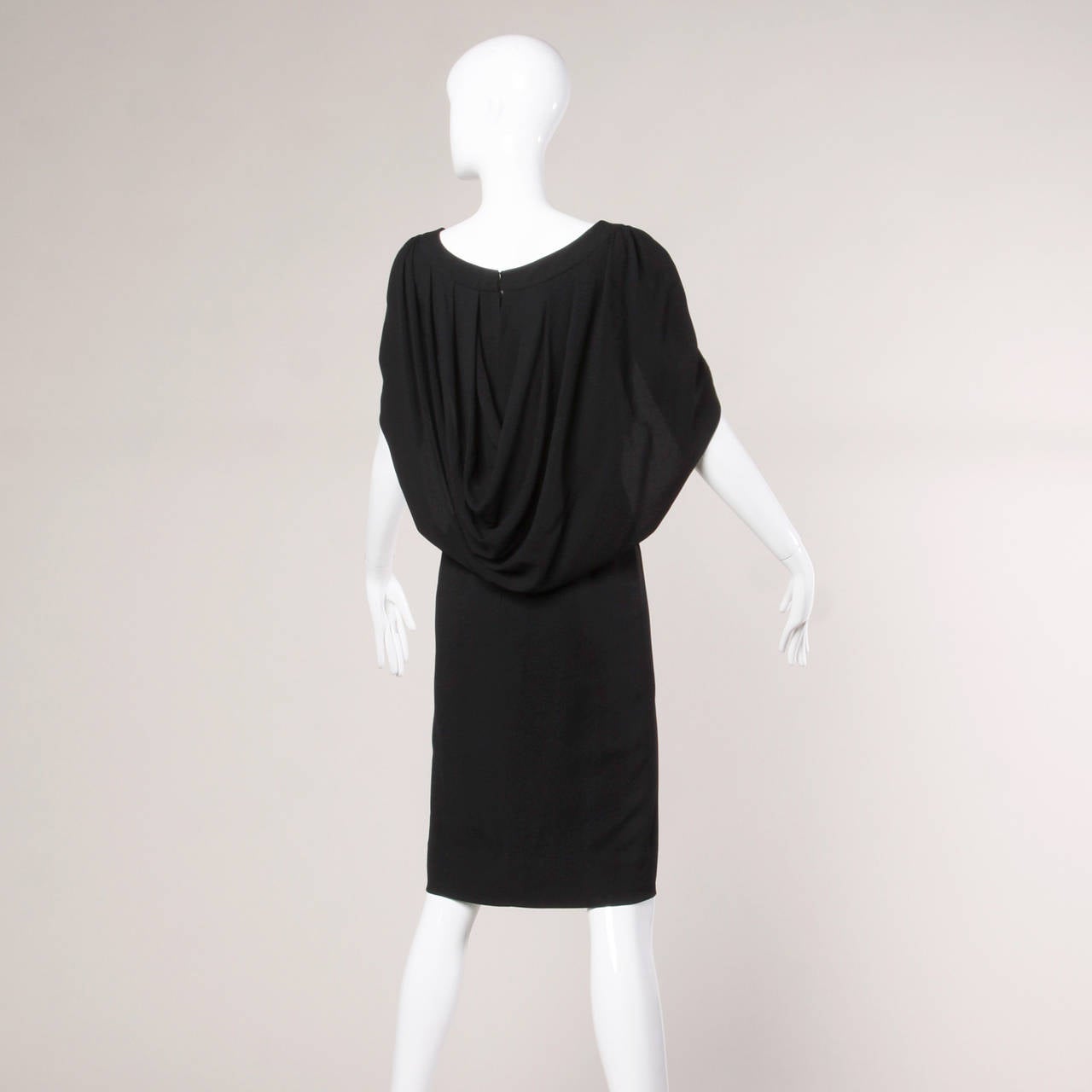 Don Loper 1940s Vintage Black Crepe Cocoon Cape Dress In Excellent Condition In Sparks, NV