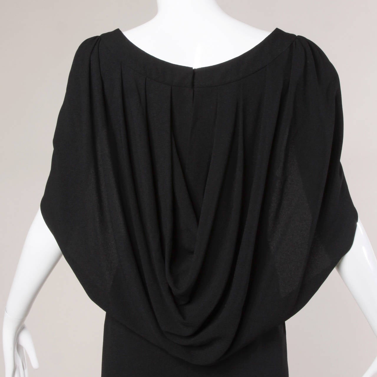 Women's Don Loper 1940s Vintage Black Crepe Cocoon Cape Dress