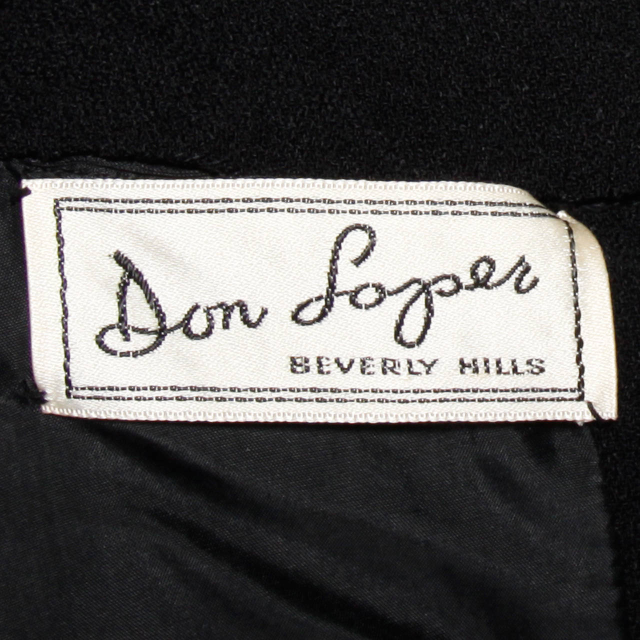 Don Loper 1940s Vintage Black Crepe Cocoon Cape Dress 3