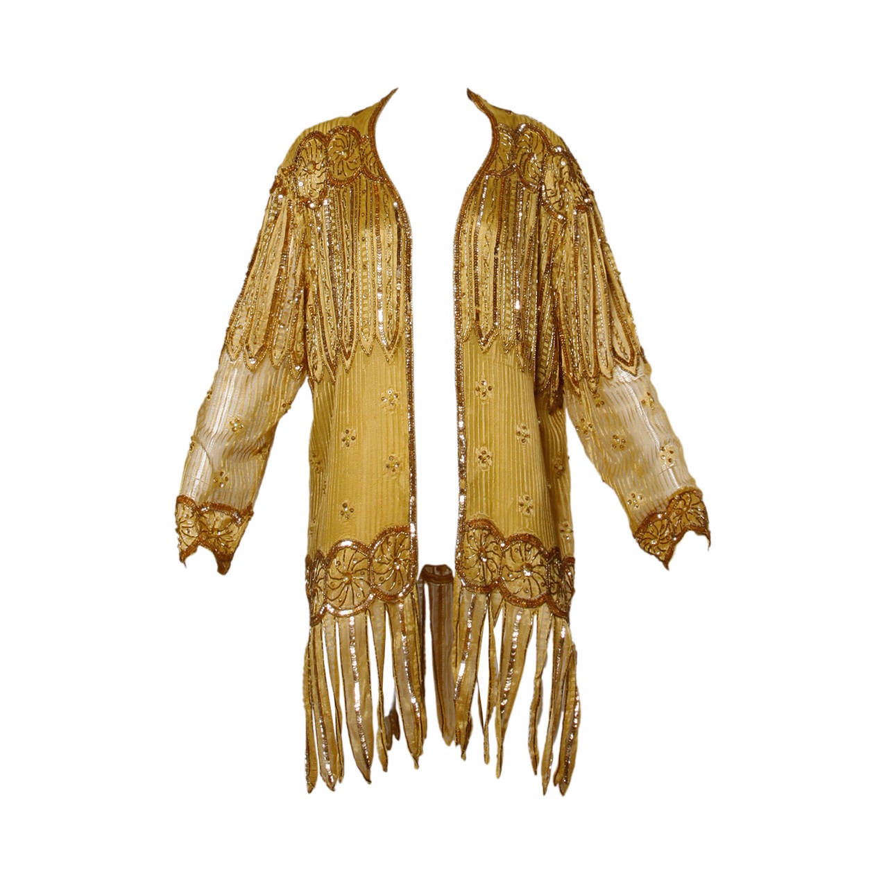 1920s-Inspired Vintage Art Deco Gold Sequin Kimono Jacket or Opera Coat