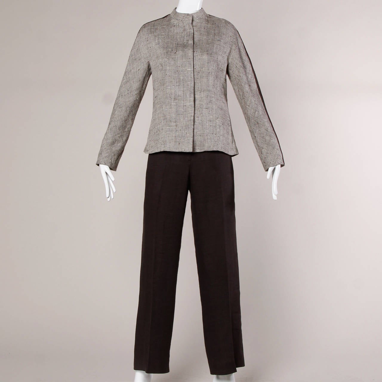 Women's 1990s Max Mara Linen/ Silk Jacket + Pants Suit Ensemble
