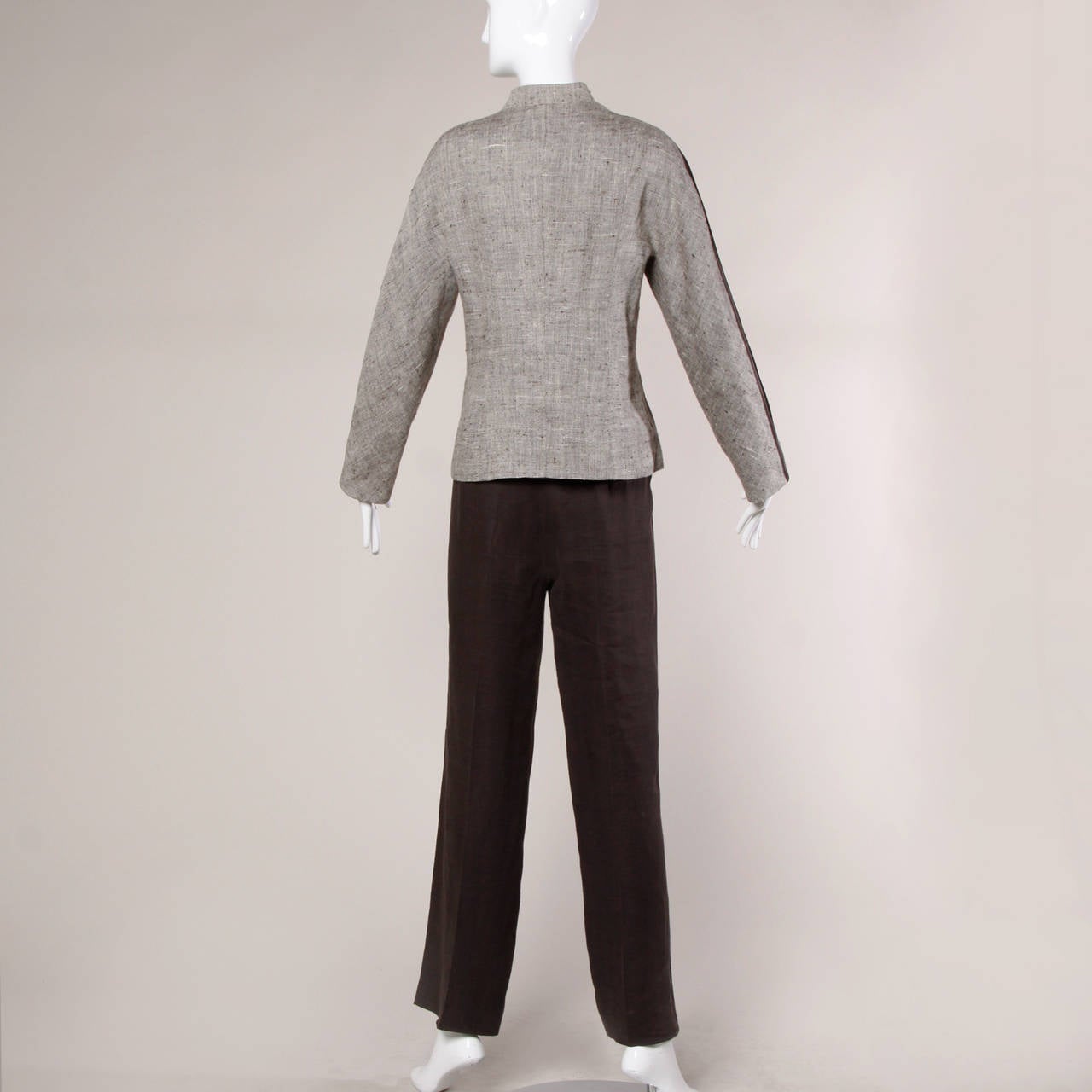 1990s Max Mara Linen/ Silk Jacket + Pants Suit Ensemble 4