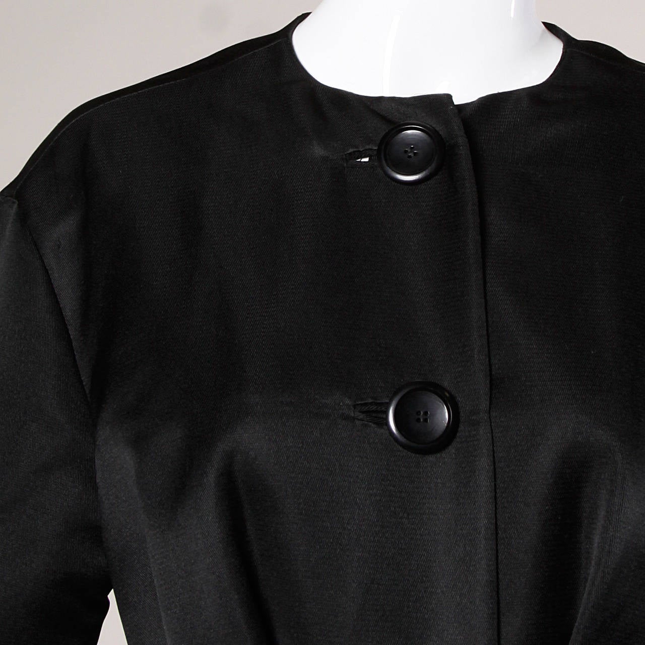 Black Haute Couture 1959 Yves Saint Laurent for Christian Dior Vintage Coat Dress