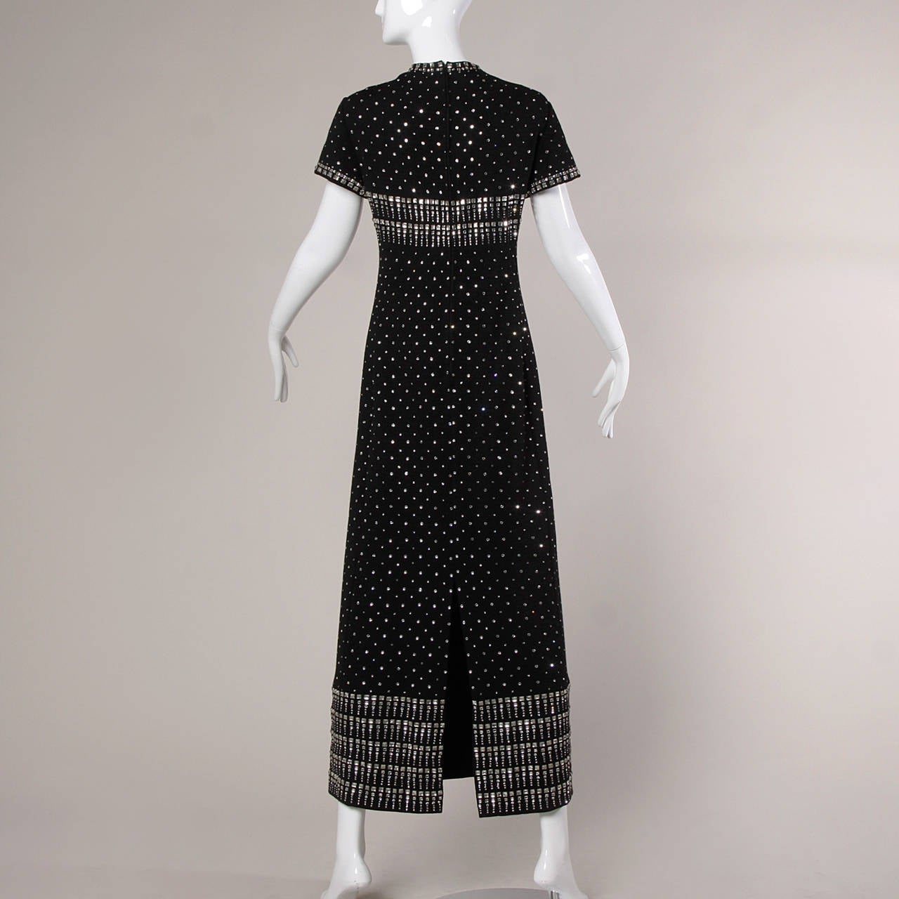Museum Quality Geoffrey Beene 1960s Wool + Rhinestone Maxi Dress 1