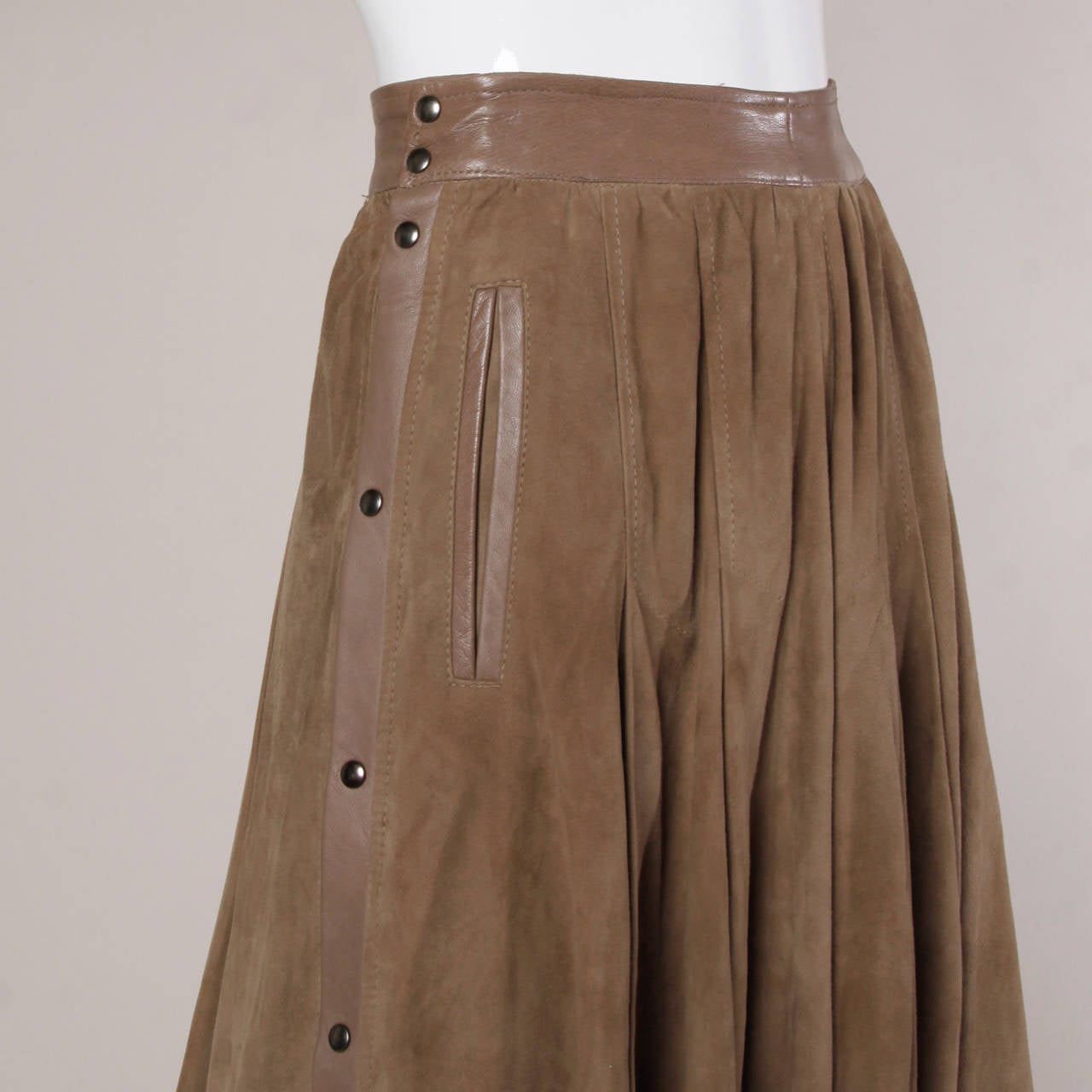 Valentino Vintage Brown Buttery Leather Culottes Shorts 2