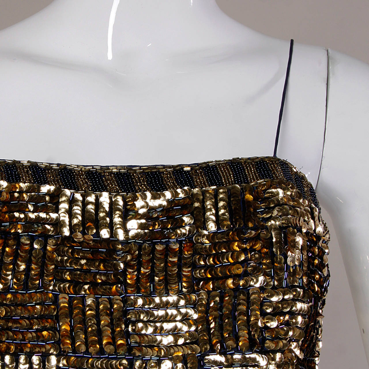 blue and gold sequin dress