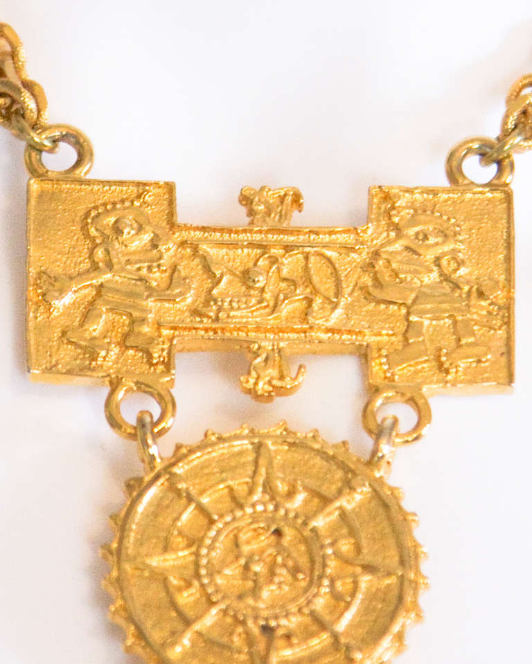 Judith Leiber Vintage 1970s 70s Signed Etruscan Statment Necklace