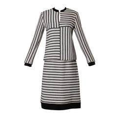 1960s B.H. Wragge Vintage Striped Mod Wool + Silk Skirt Suit