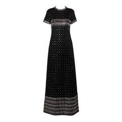 Vintage Museum Quality Geoffrey Beene 1960s Wool + Rhinestone Maxi Dress
