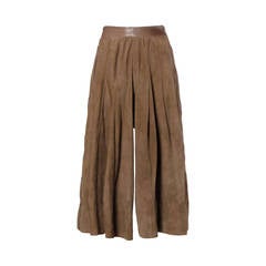 Valentino Vintage Brown Buttery Leather Culottes Shorts