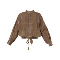 Valentino Vintage Brown Buttery Leather Bomber Jacket