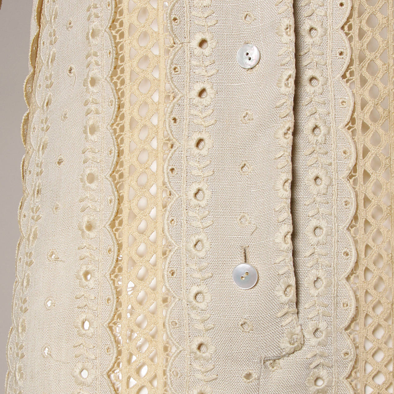 Rudi Gernreich 1960s Vintage Scalloped Lace Linen Dress 3