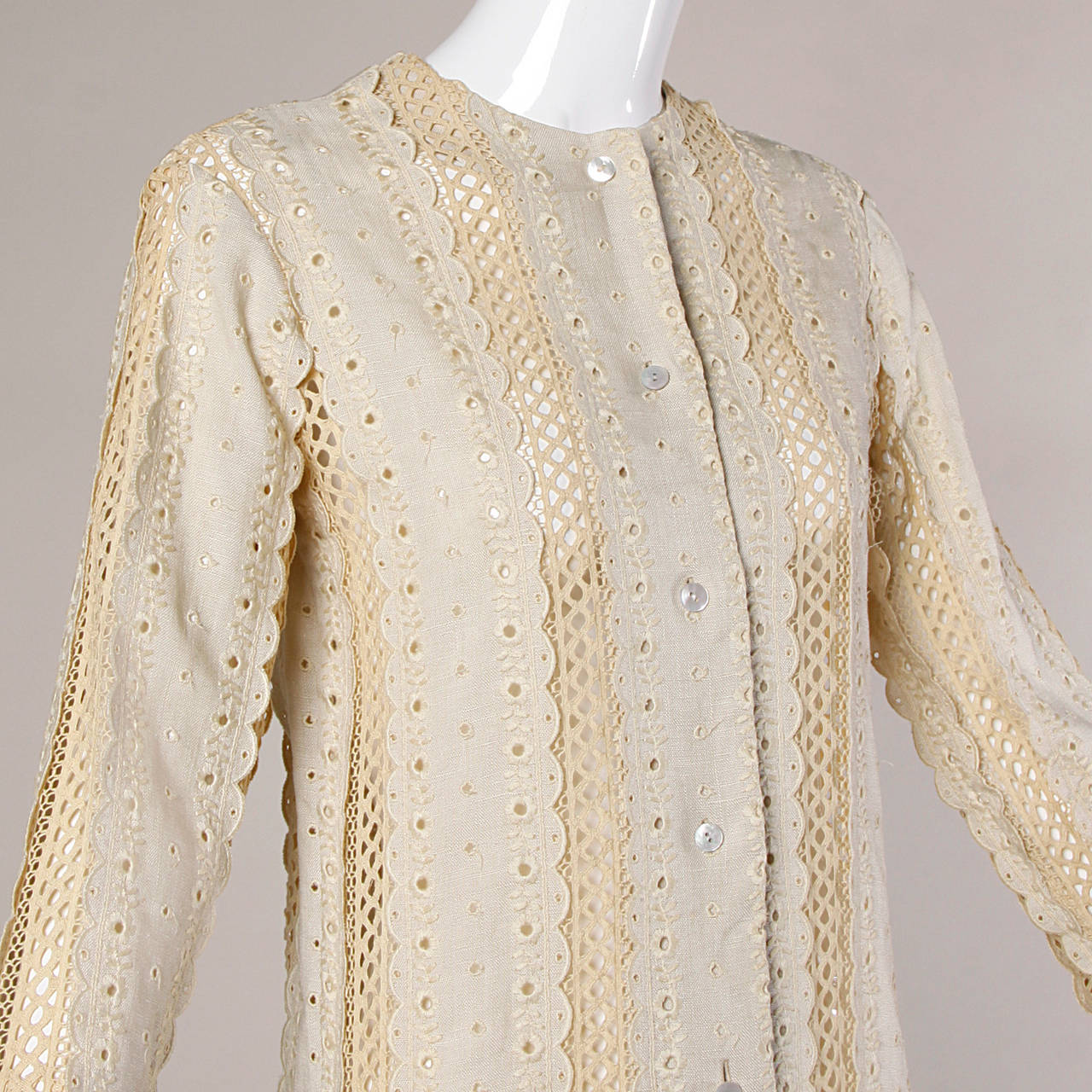 Rudi Gernreich 1960s Vintage Scalloped Lace Linen Dress 1