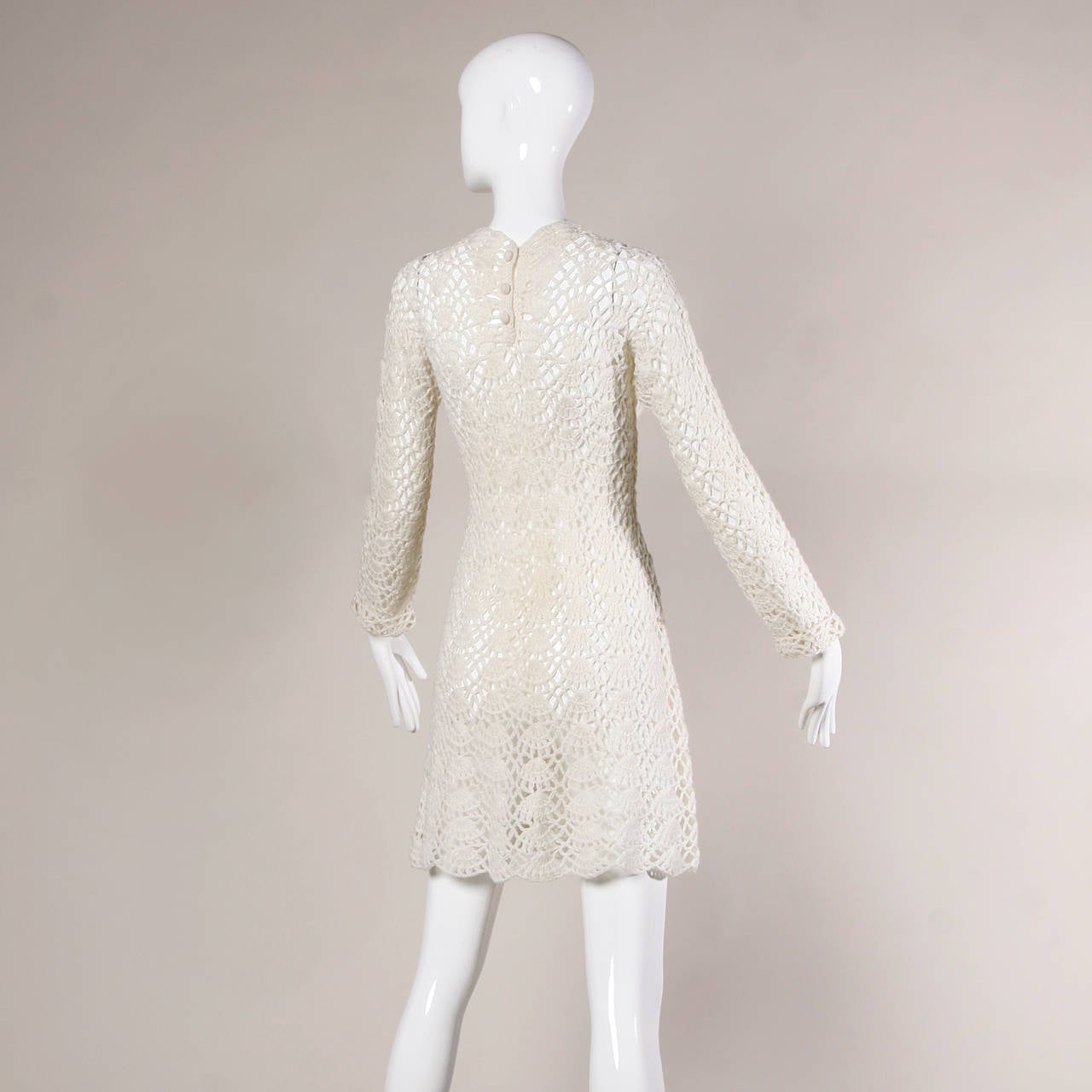 Women's 1960s Vintage Hand Crochet Mini Dress