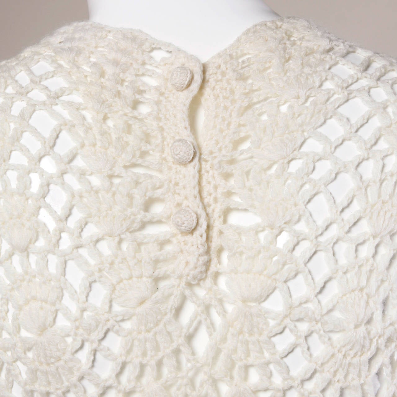 1960s Vintage Hand Crochet Mini Dress 1