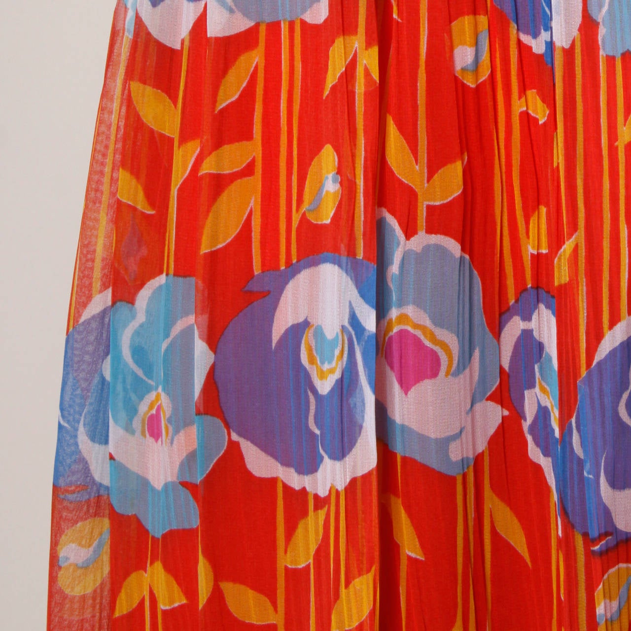 1970s Victor Costa for Romantica Vintage Floral Print Maxi Dress 1
