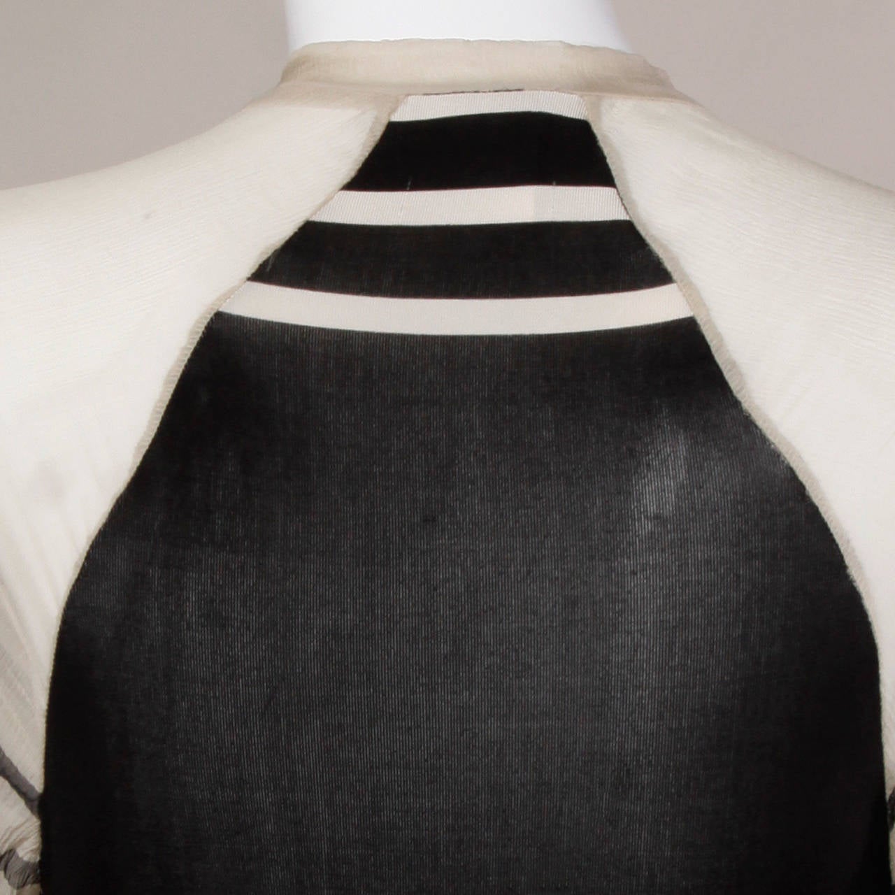 Jean Paul Gaultier Black + White Striped Jersey Dress with Silk Sleeves In Excellent Condition In Sparks, NV