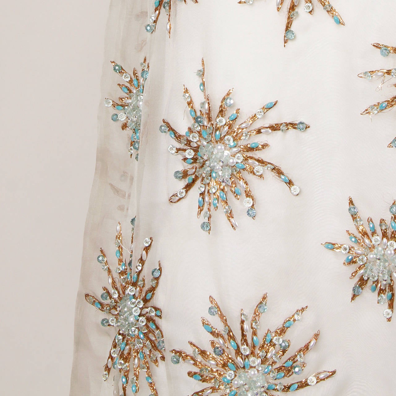 1960s Unworn Vintage Silk Embellished Shift Dress with Original Tags Attached 1