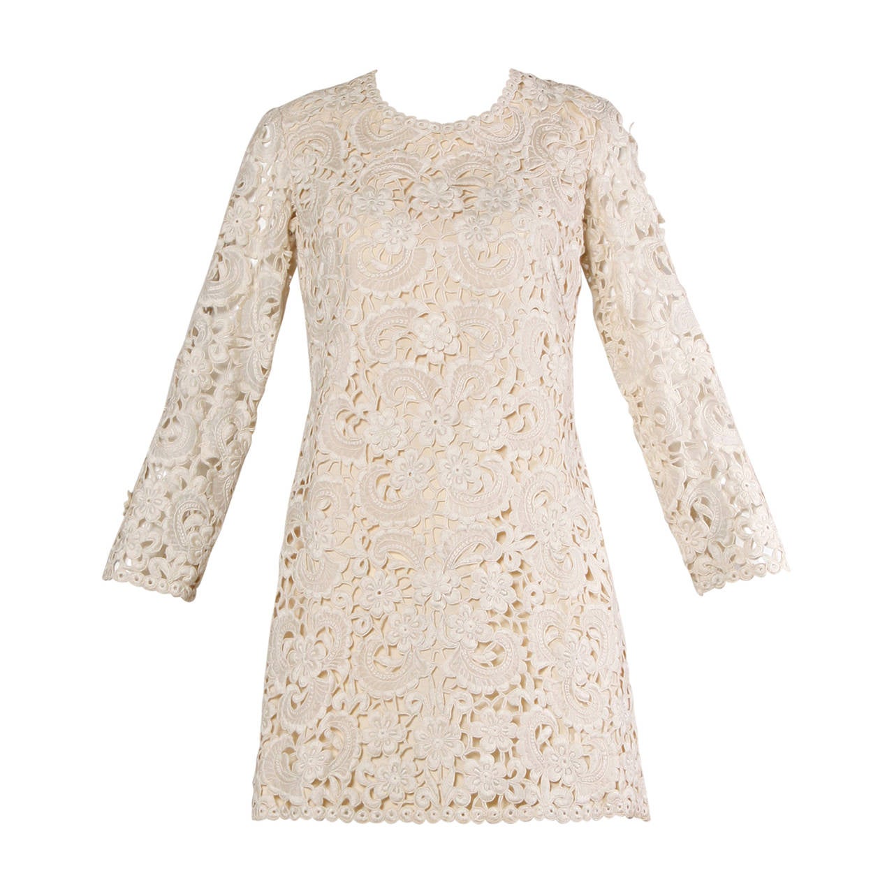 1960s Vintage Cutwork Lace Shift Dress at 1stDibs