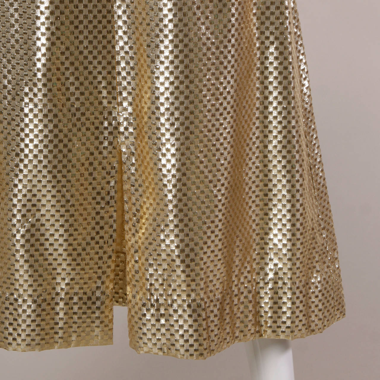 Women's 1960s Vintage High Shine Metallic Gold Maxi Dress