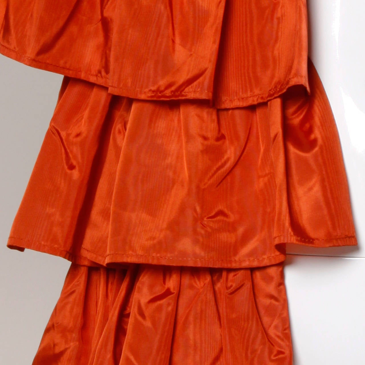 Women's 1970s Vintage Rust Tiered Taffeta Batwing Coat or Duster