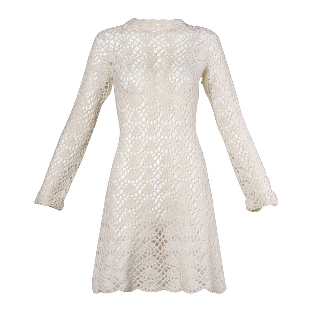 1960s Vintage Hand Crochet Mini Dress