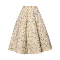 1950s Full Sweep Circle Skirt with Metallic Gold Rope Embroidery